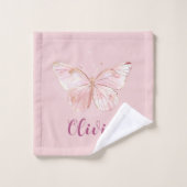 かわいいピンクの蝶ガールズタパーソナライズされたオオルセット バスタオルセット (ウォッシュタオル)
