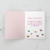 かわいいピンクの蝶ガールバースデーパーティー カード (内部)