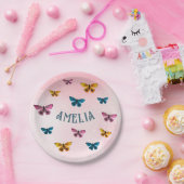 かわいいピンクの蝶ガールバースデーパーティー ペーパープレート (パーティー)