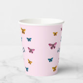 かわいいピンクの蝶ガールバースデーパーティー 紙コップ (左)