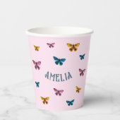 かわいいピンクの蝶ガールバースデーパーティー 紙コップ (正面)