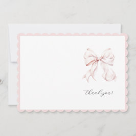 かわいいピンクの蝶ネクタイの女の子の感謝カード 招待状