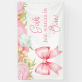 かわいいピンクの蝶ネクタイの女の子の1歳の誕生日 横断幕 (縦)