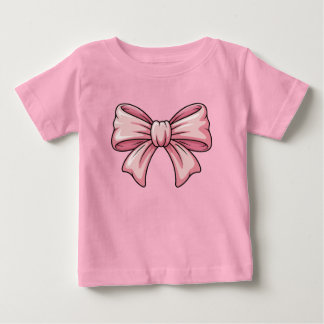 かわいいピンクの蝶ネクタイ コケティー ベビーTシャツ