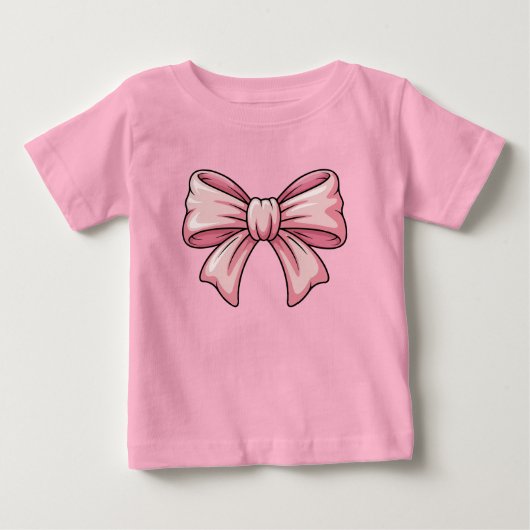 かわいいピンクの蝶ネクタイ コケティー ベビーTシャツ (正面)