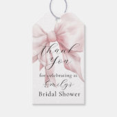 かわいいピンクの蝶ネクタイ ブライダルシャワーのお礼 ギフトタグ (正面)