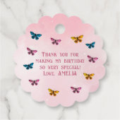 かわいいピンクの蝶パターンありがとう誕生日 フェイバータグ (裏面)