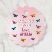 かわいいピンクの蝶パターンありがとう誕生日 フェイバータグ (正面)