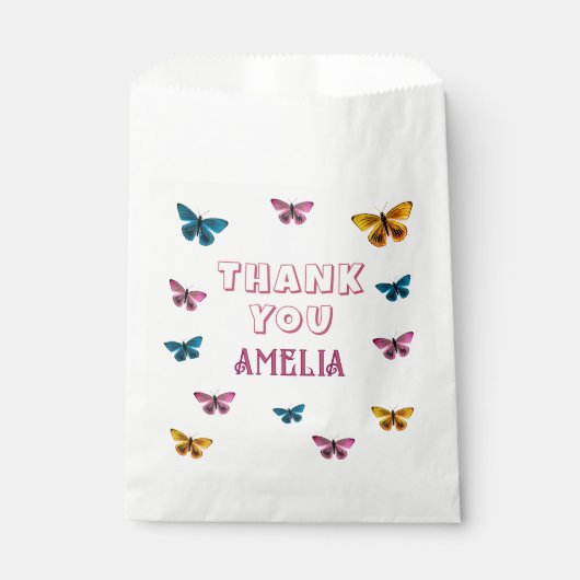 かわいいピンクの蝶パターンありがとう誕生日 フェイバーバッグ (正面)