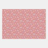 かわいいピンクの蝶パターンカスタム赤ちゃんシャワー ラッピングペーパーシート (正面3)