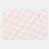 かわいいピンクの蝶パターンカスタム赤ちゃんシャワー ラッピングペーパーシート (正面)