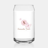 かわいいピンクの蝶パーソナライズされた ガラス缶 (裏面)