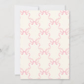 かわいいピンクの蝶リボン 誕生日招待状 招待状 (裏面)