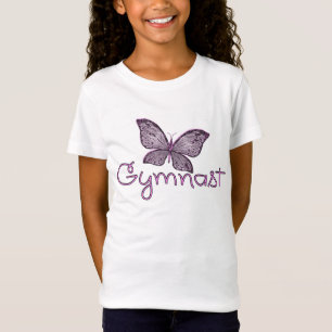 かわいいピンクの蝶体育専門家 Tシャツ