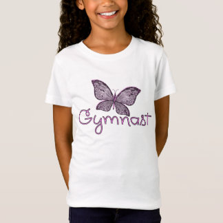 かわいいピンクの蝶体育専門家 Tシャツ