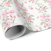 かわいいピンクの蝶結びの花の コケッティ ラッピングペーパー (ロールコーナー)