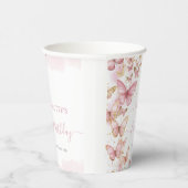 かわいいピンクの蝶 1歳 2歳 スウィート16 誕生日 紙コップ (右)