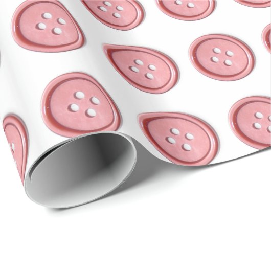 かわいいピンクの裁縫ボタン ラッピングペーパー (ロールコーナー)