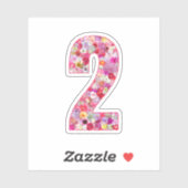 かわいいピンクの装飾ボタニカル フラワーナンバー2 シール (シート)