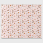 かわいいピンクの西ハロウィンハイランドカウサボテン ラッピングペーパー (フラット)