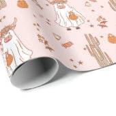 かわいいピンクの西ハロウィンハイランドカウサボテン ラッピングペーパー (ロールコーナー)