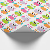 かわいいピンクの誕生日のフクロウの包装紙 ラッピングペーパー (角)