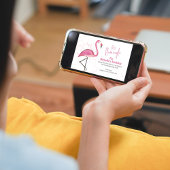 かわいいピンクの誕生日パーティーズフラミングル 招待状