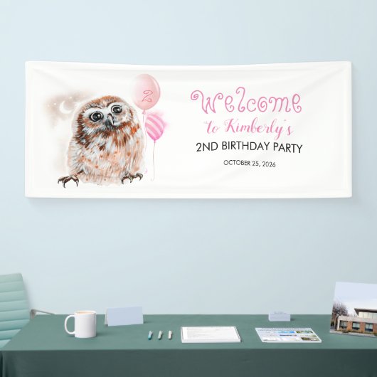 かわいいピンクの誕生日パーティー|過去記事 横断幕 (トレードショー)