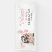 かわいいピンクの誕生日パーティー|過去記事 横断幕 (縦)