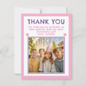 かわいいピンクの誕生日写真 サンキューカード (正面)
