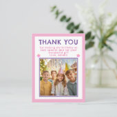 かわいいピンクの誕生日写真 サンキューカード (スタンド正面)