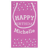 かわいいピンクの誕生日星型ガーリー スモールペーパーバッグ (裏面)