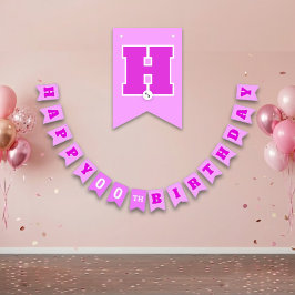 かわいいピンクの誕生日 バンティングフラッグ