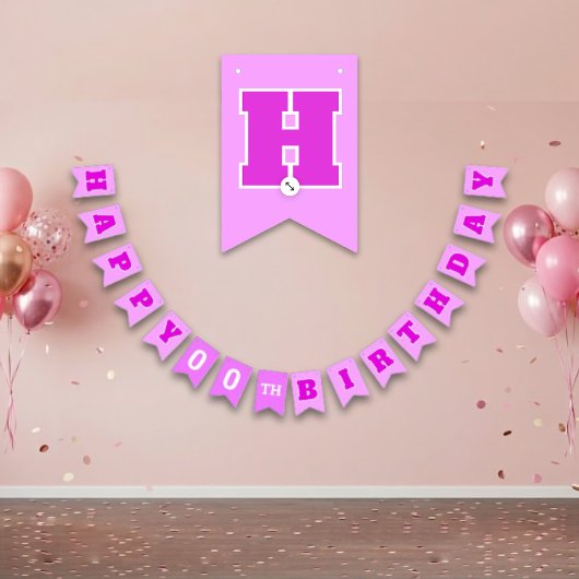 かわいいピンクの誕生日 バンティングフラッグ