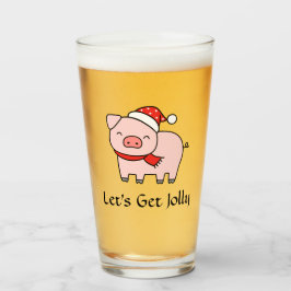 かわいいピンクの豚がミニマルなすてきクリスマスを手に タンブラーグラス