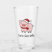 かわいいピンクの豚がミニマルなすてきクリスマスを手に タンブラーグラス (正面)
