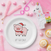 かわいいピンクの豚がミニマルなすてきクリスマスを手に ペーパープレート (パーティー)