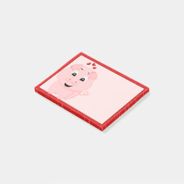 かわいいピンクの豚とハート ポストイット