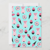 かわいいピンクの豚のアイスクリームドーナツカップケーキ誕生日 招待状 (裏面)