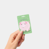 かわいいピンクの豚のイラスト バッジ (手持ち)