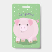 かわいいピンクの豚のイラスト バッジ (裏面)