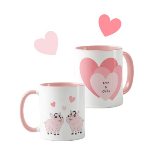 かわいいピンクの豚のカップル マグカップ