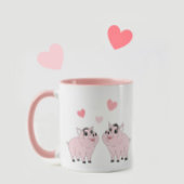 かわいいピンクの豚のカップル マグカップ
