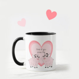 かわいいピンクの豚のカップル マグカップ
