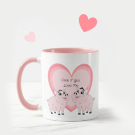 かわいいピンクの豚のカップル マグカップ