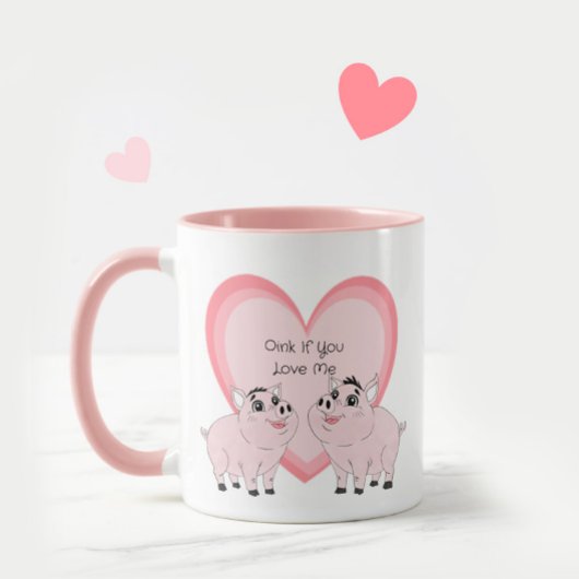 かわいいピンクの豚のカップル マグカップ