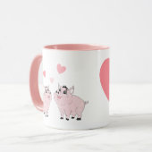 かわいいピンクの豚のカップル マグカップ (正面左)