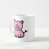 かわいいピンクの豚のキャラクター コーヒーマグカップ (正面左)