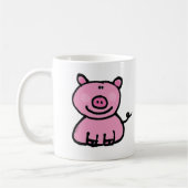 かわいいピンクの豚のキャラクター コーヒーマグカップ (左)