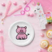 かわいいピンクの豚のキャラクター ペーパープレート (パーティー)